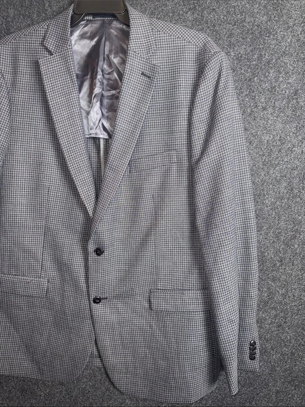 Michael Kors Mens Grey Houndstooth Wool Blend Sport Coat Blazer 48L